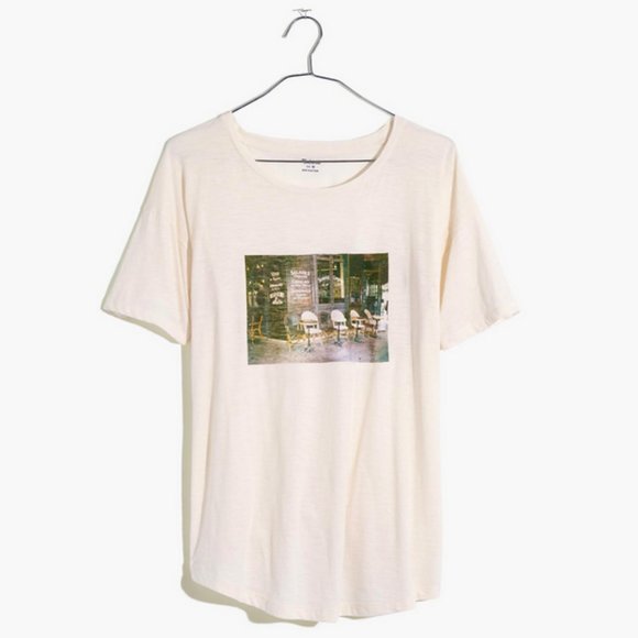 MADEWELL IVORY SHORT SLEEVE PARISIAN CAFE GRAPHIC WHISPER COTTON TEE - Picture 2 of 4
